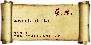Gavrila Arika névjegykártya